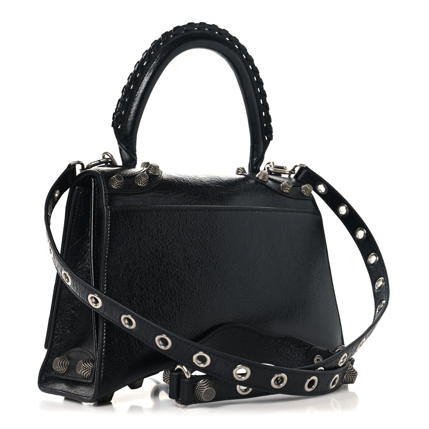 Balenciaga Arena Lambskin Medium Hourglass X Le Cagole Top Handle Bag Black