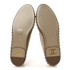 Chanel Lambskin Chain CC Mocassin Loafer Espadrilles 36 Beige Black