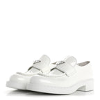Prada Vernice Triangle 50mm Loafers 39.5 White