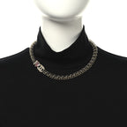 Chanel Metal Lambskin Crystal I Heart CC Choker Necklace Gold Black