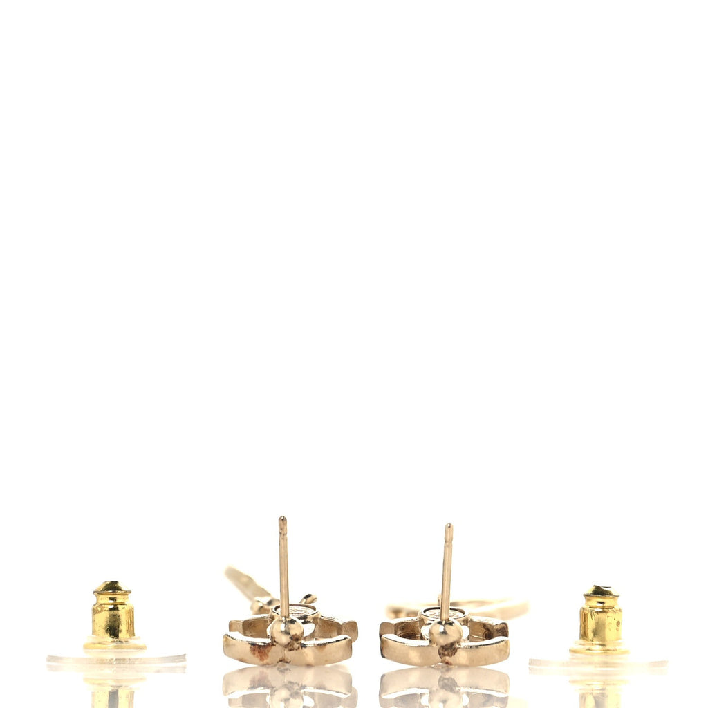 Chanel Pearl Crystal CC Drop Earrings Gold