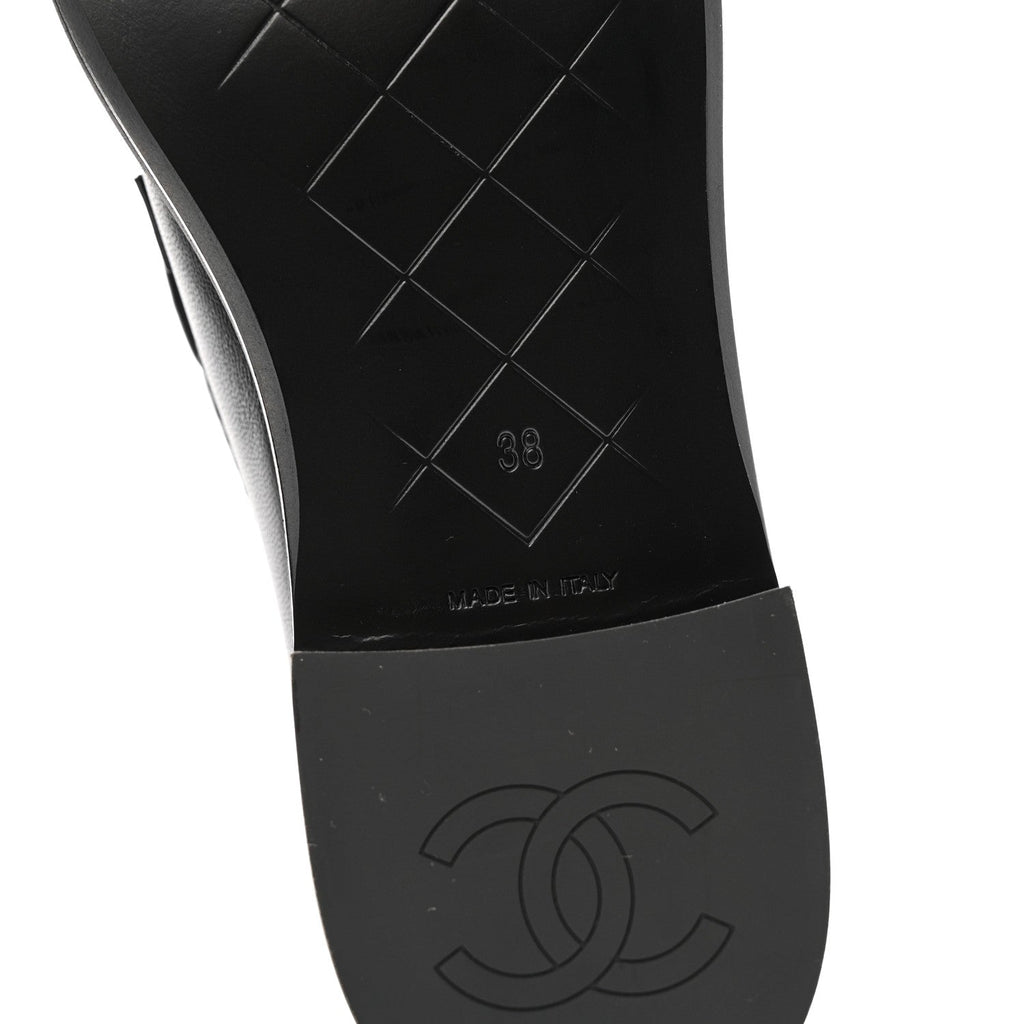 Chanel Lambskin Quilted CC Turnlock Loafers 38 Black