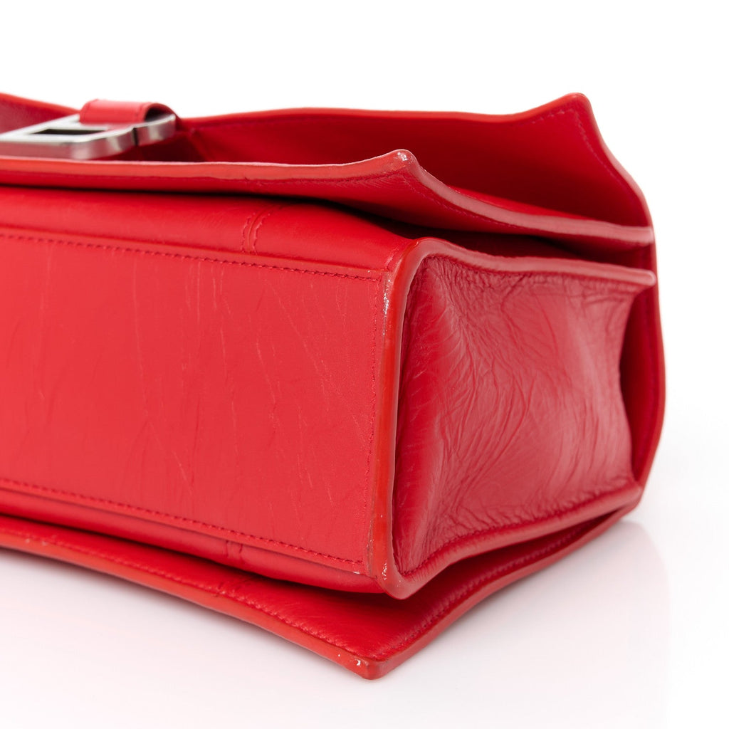 Balenciaga Arena Calfskin Small Crush Chain Bag Tomato Red