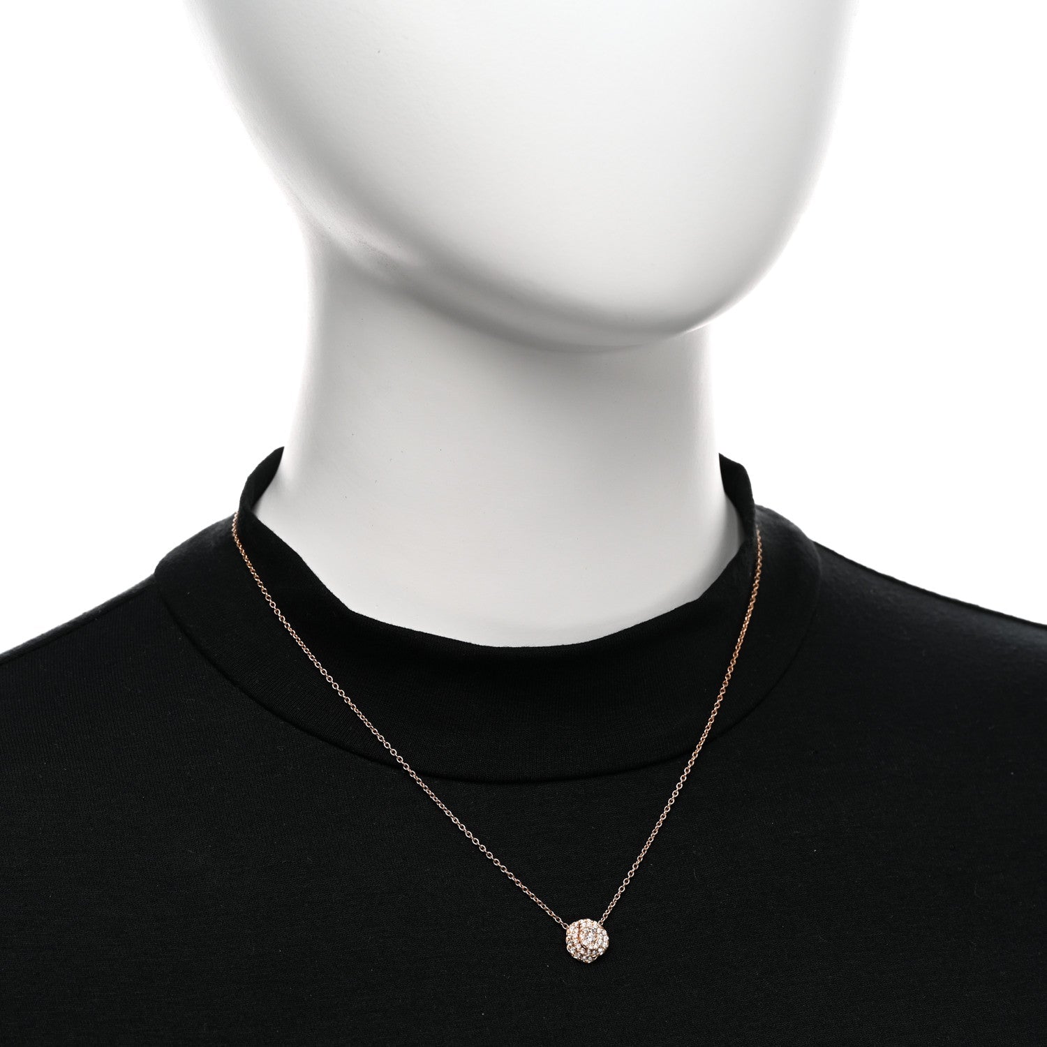 Christian Dior 18K Rose Gold Diamond Small Rose Couture Pave Pendant Necklace