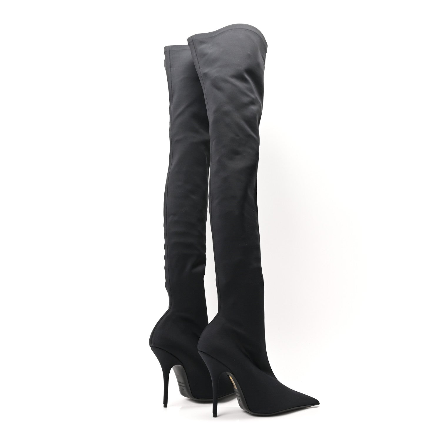 Balenciaga Spandex Pointed Toe Knife Thigh High Boots 39 Black