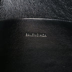 Balenciaga Calfskin Logo Large Cash Pouch With Handle Black White
