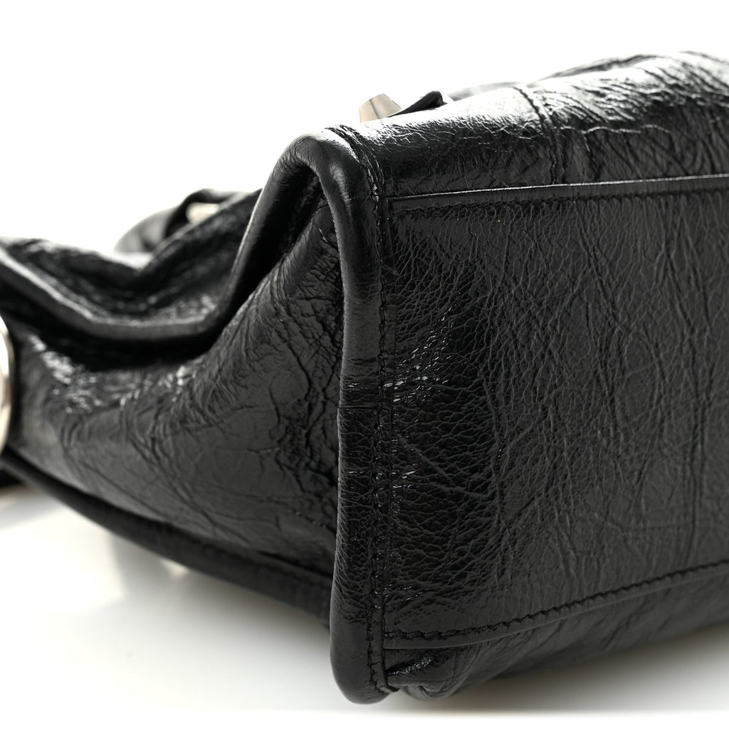 Balenciaga Agneau Arena Storico Silver Hardware Small Le City Black