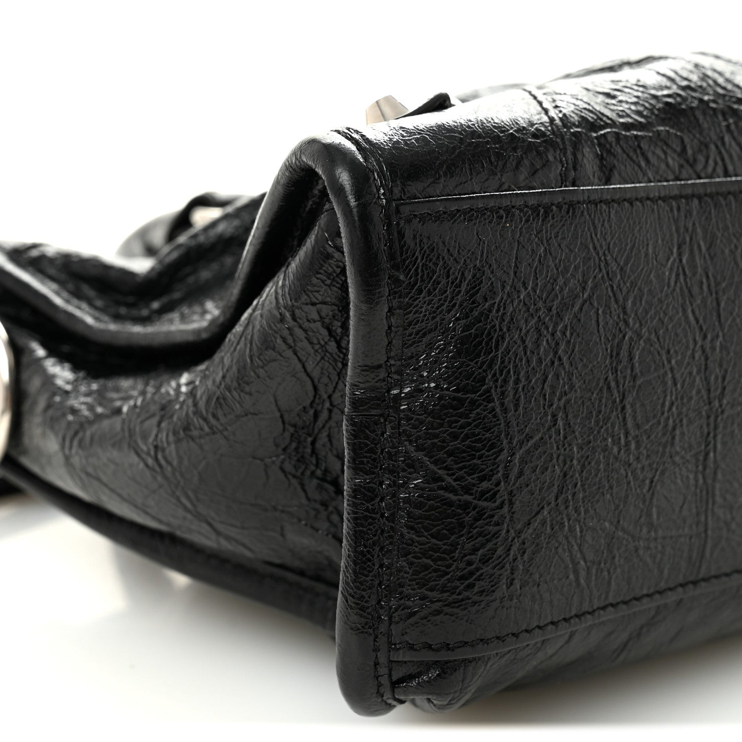 Balenciaga Agneau Arena Storico Silver Hardware Small Le City Black