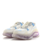 Balenciaga Fabric Mesh Clear Sole Womens Triple S Sneakers 36 Light Blue Grey Lilac White