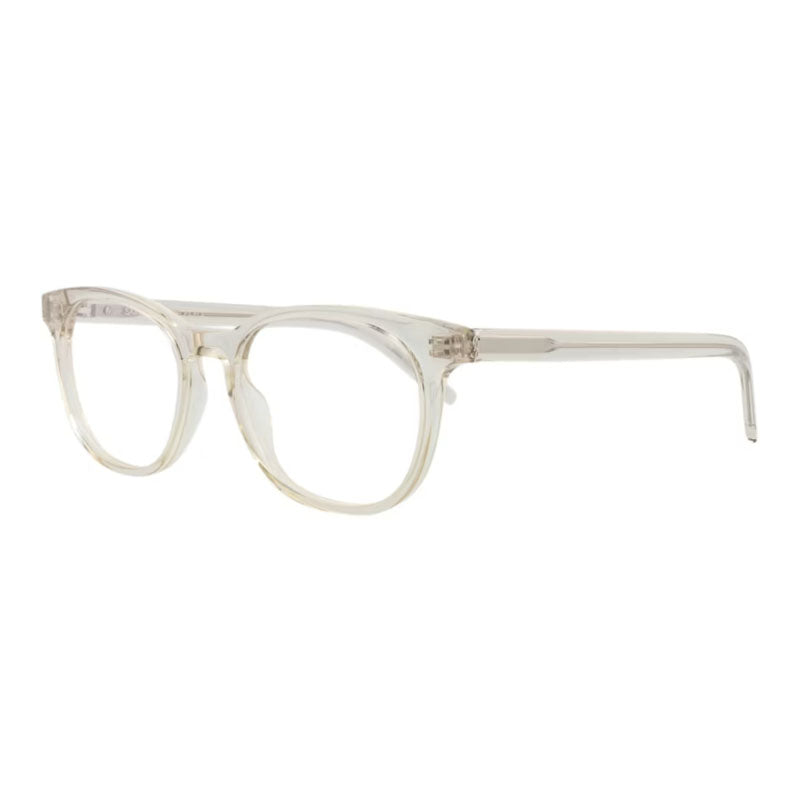 Saint Laurent Eyeglasses Round Full Rim, Transparent Beige Frame and Clear Demo Lenses Lens SLM111004