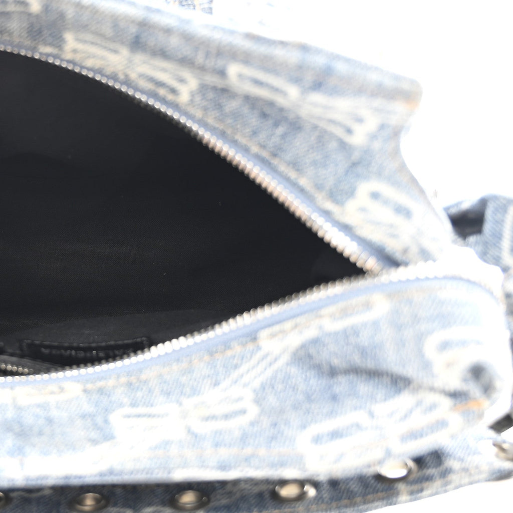 Balenciaga Denim BB Monogram Neo Cagole Handbag XS Blue