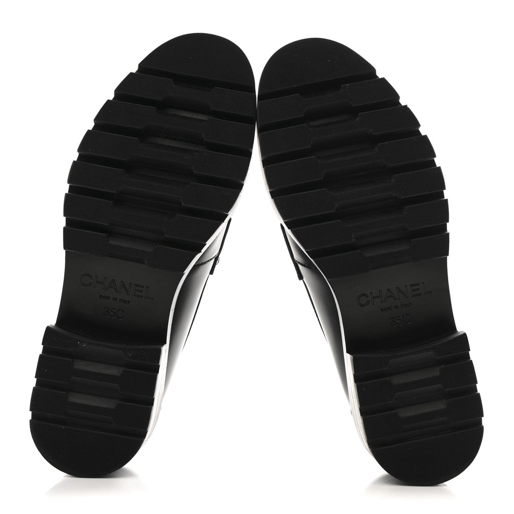 Chanel Calfskin Metal CC Loafers 35 Black