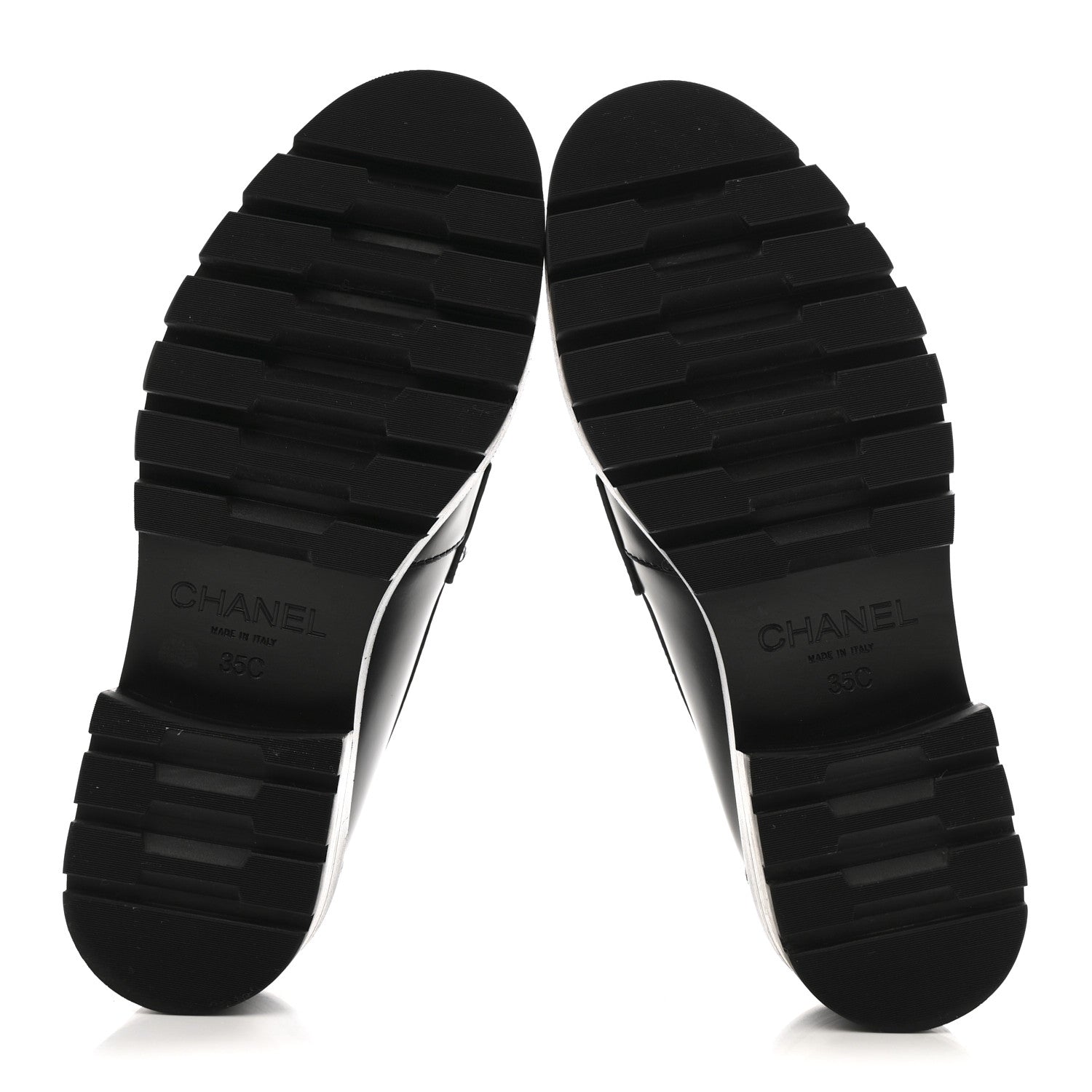 Chanel Calfskin Metal CC Loafers 35 Black