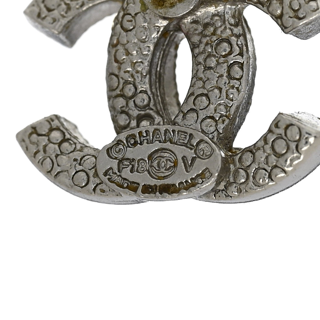 Chanel Crystal CC Earrings Silver