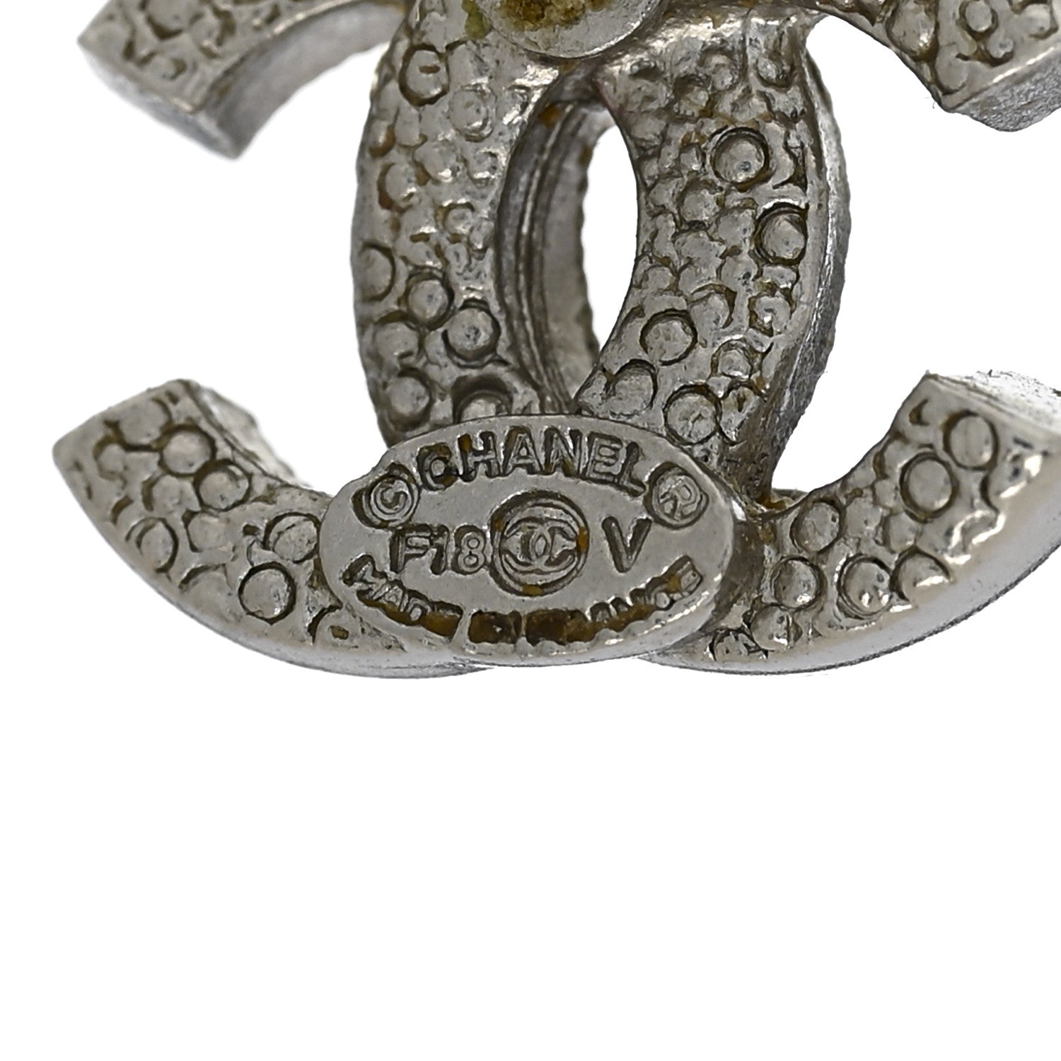 Chanel Crystal CC Earrings Silver