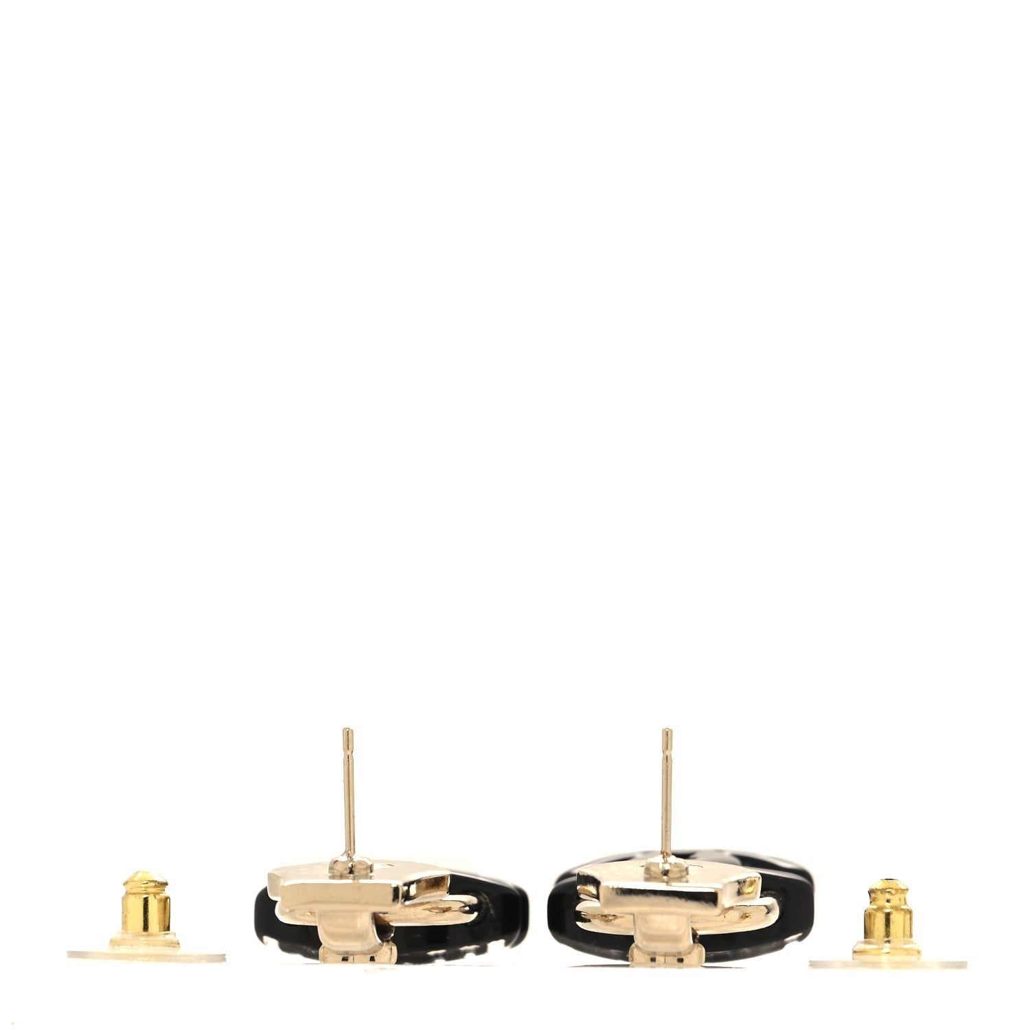 Chanel Metal Resin Crystal Pearl CC Lock Drop Earrings Gold Black