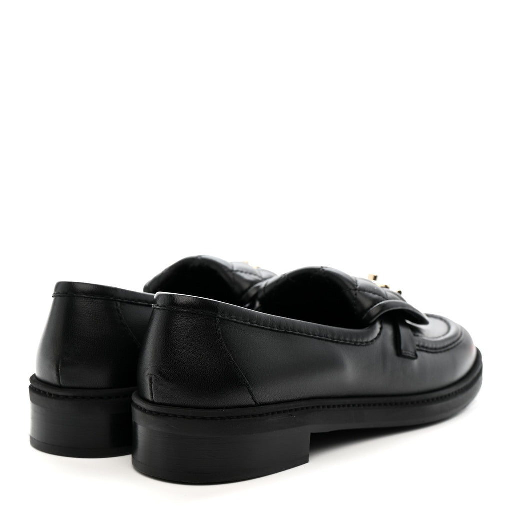 Chanel Lambskin Quilted CC Turnlock Loafers 39.5 Black