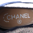 Chanel Mesh Crystal Open Toe Ankle Boots 40 Navy