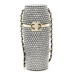 Chanel Metal Resin Lambskin Crystal Lipstick Case Long Necklace On Chain Silver Black Gold