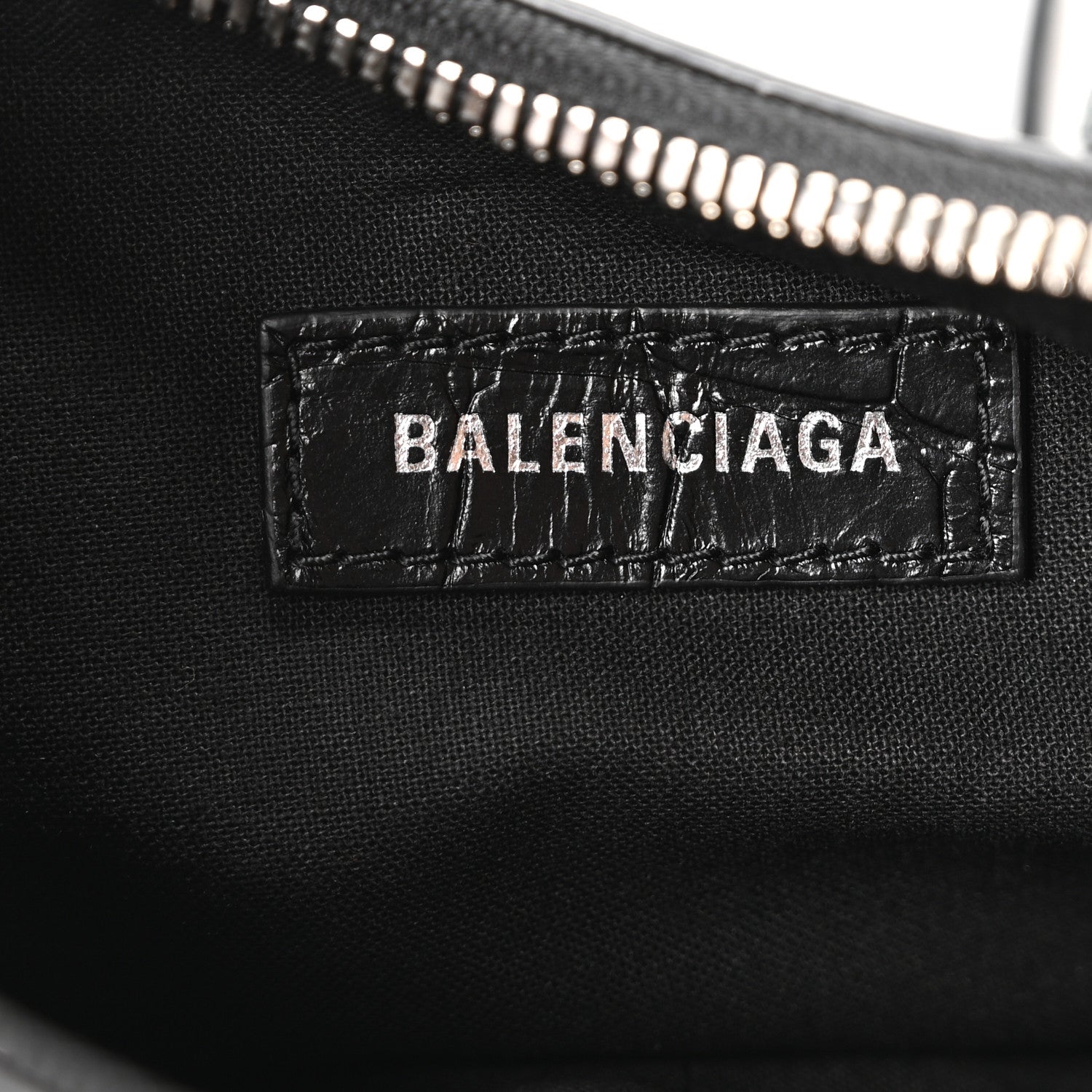 Balenciaga Extra Supple Calfskin Crystal Crocodile Embossed Le Cagole Shoulder Bag XS Black