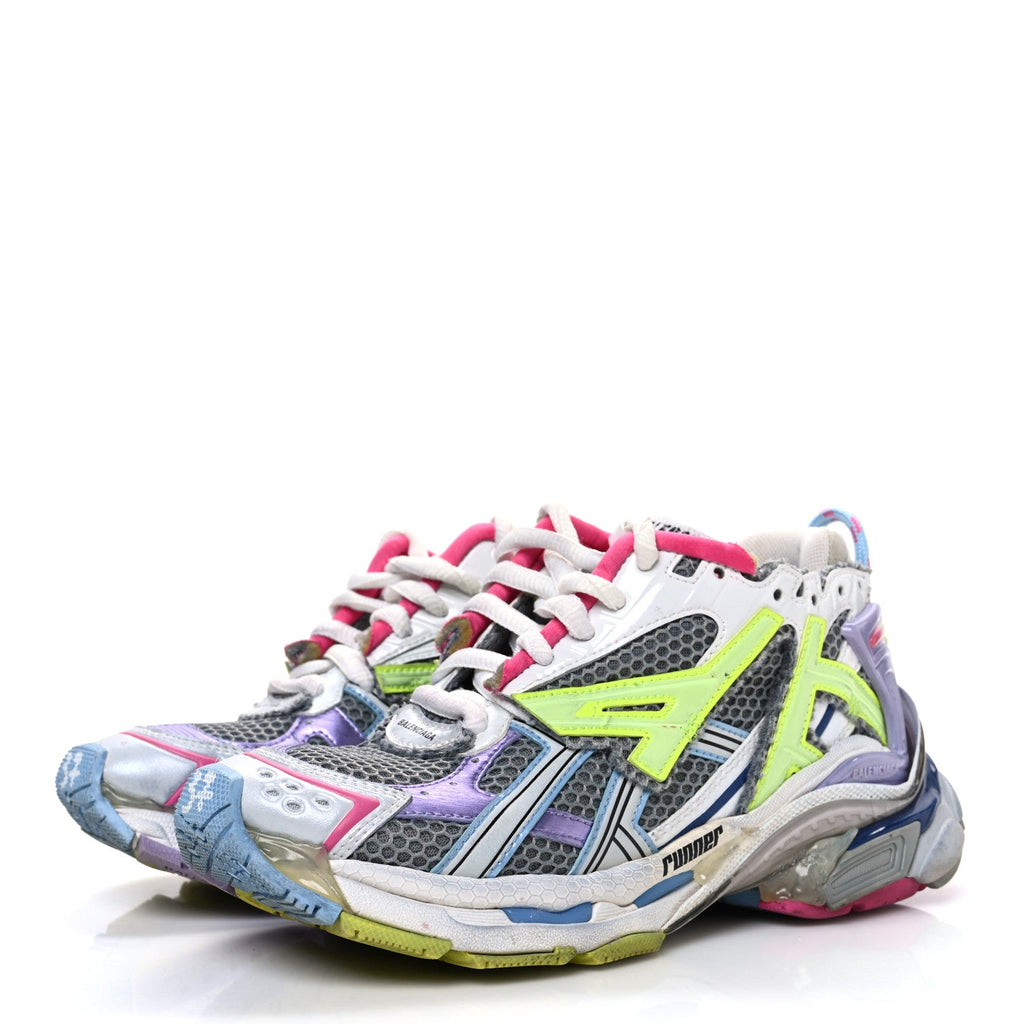 Balenciaga Mesh Rubber Womens Runner Sneakers 37 Multicolor