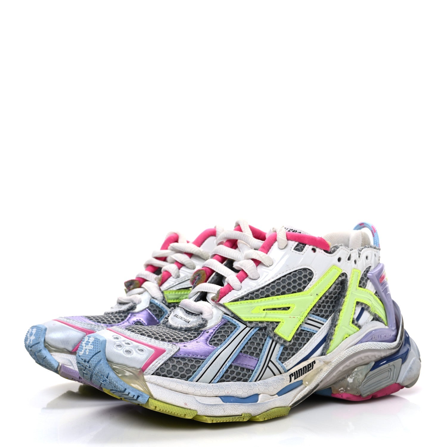 Balenciaga Mesh Rubber Womens Runner Sneakers 37 Multicolor