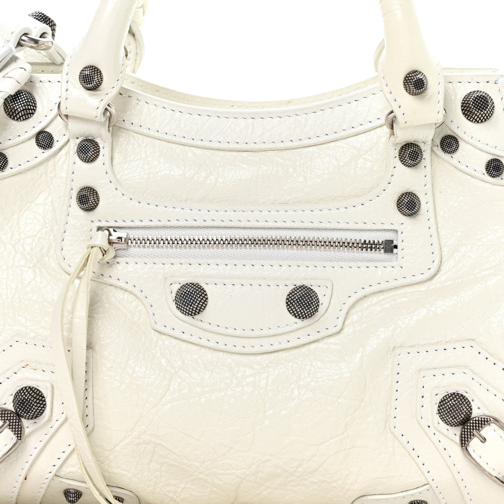 Balenciaga Agneau Arena Neo Cagole Handbag XS Optic White