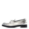 Fendi Metallic Vitello Womens Baguette Loafers 38 Argento