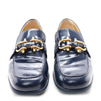 Bottega Veneta Glossy Calfskin Monsieur Loafers 40.5 Navy Blue