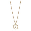 Chanel Pearl CC Round Pendant Necklace Gold
