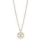Chanel Pearl CC Round Pendant Necklace Gold