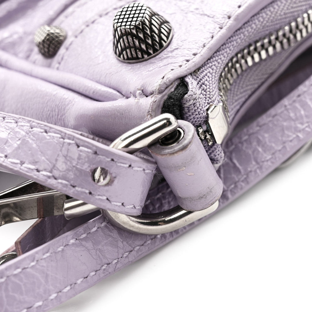 Balenciaga Agneau Arena Le Cagole Mini Purse With Chain Lilac