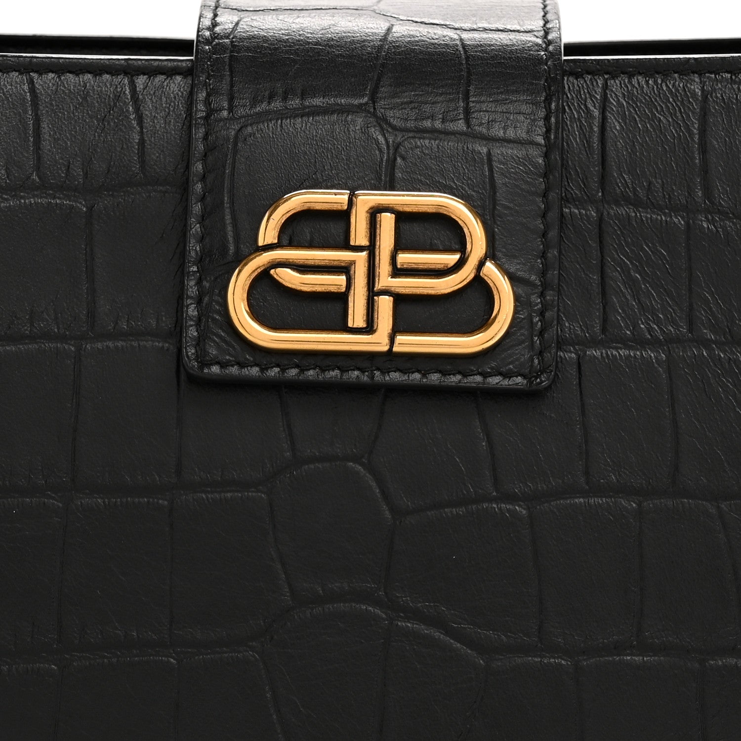 Balenciaga Calfskin Crocodile Embossed Medium Sharp Tote Black