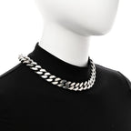 Saint Laurent Metal Curb Chain Necklace Oxidized Silver