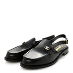 Chanel Calfskin Crystal Slingback Loafers 39 Black