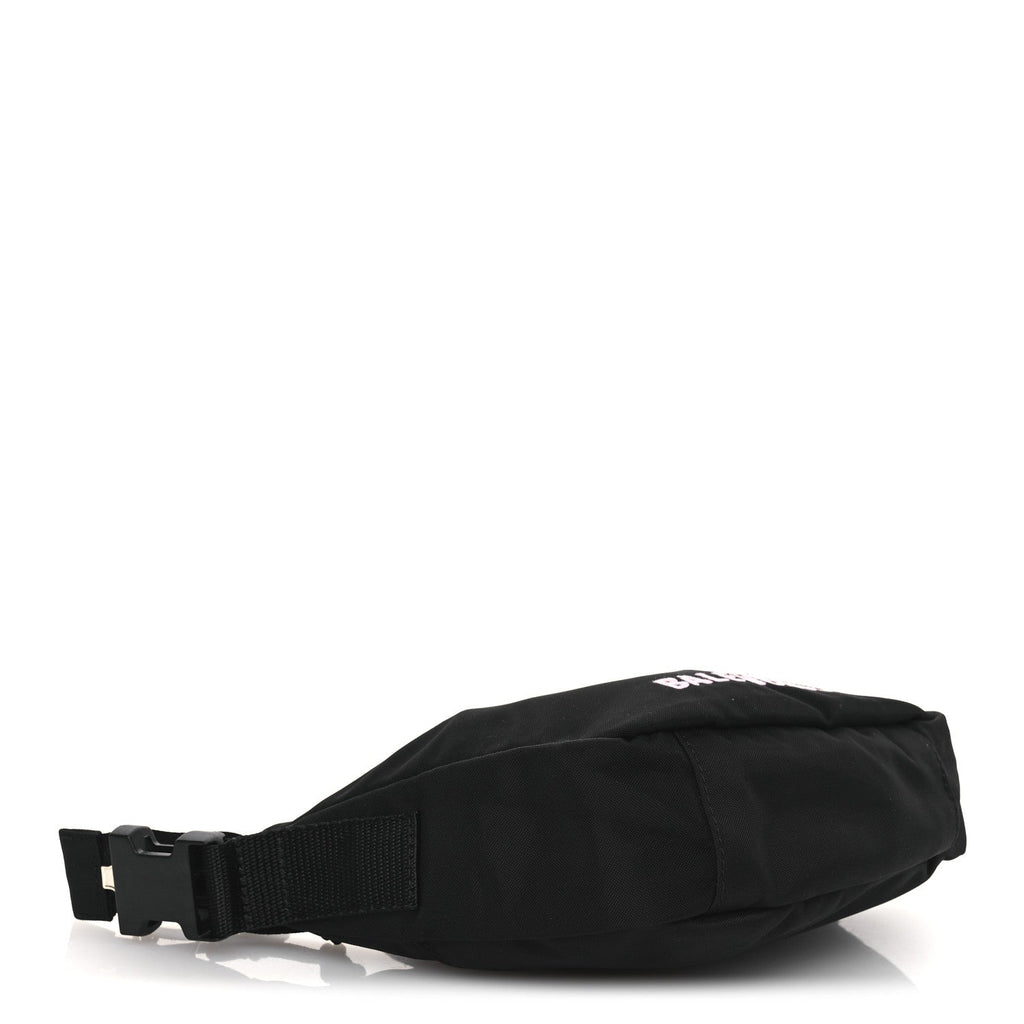 Balenciaga Recycled Sport Nylon Logo Embroidered Wheel Sling Bag Black Pink