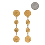 Chanel Metal CC Medallion Clip On Earrings Gold