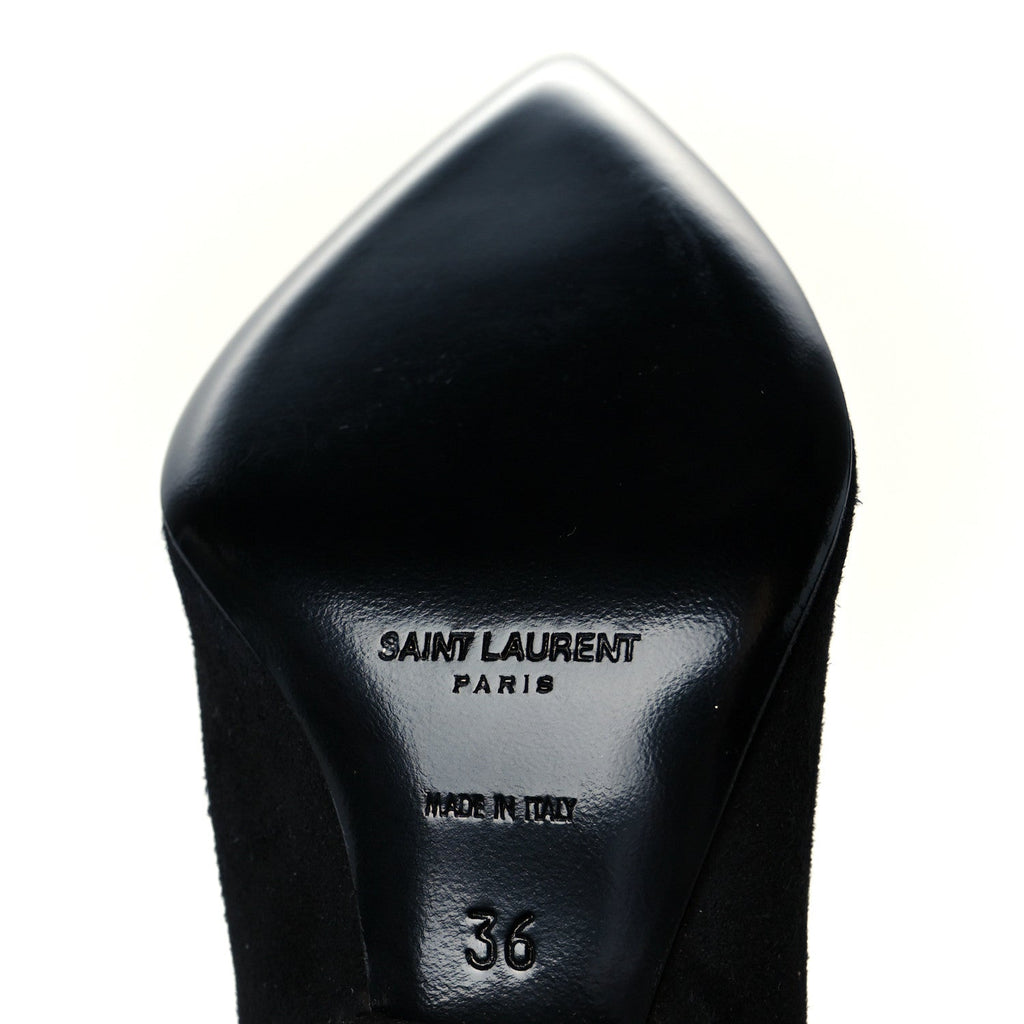 Saint Laurent Kid Scamosciato Niki 85 Wedge Booties 36 Black