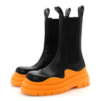 Bottega Veneta Calfskin The Tire Chelsea Boots 39 Black Tangerine