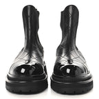 Chanel Calfskin Patent Cap Toe Quilted Short Boots 37 Black
