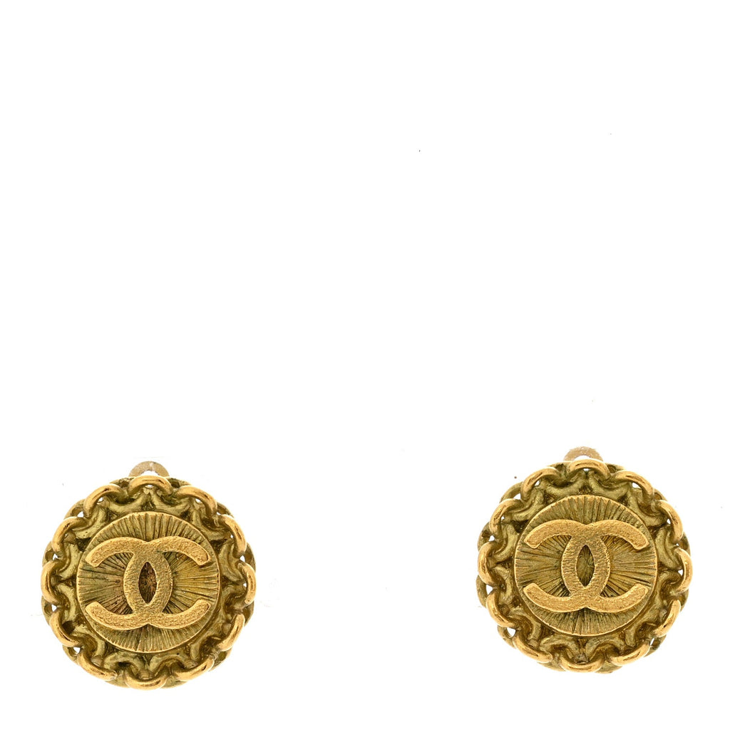 Chanel Round CC Clip On Earrings Gold