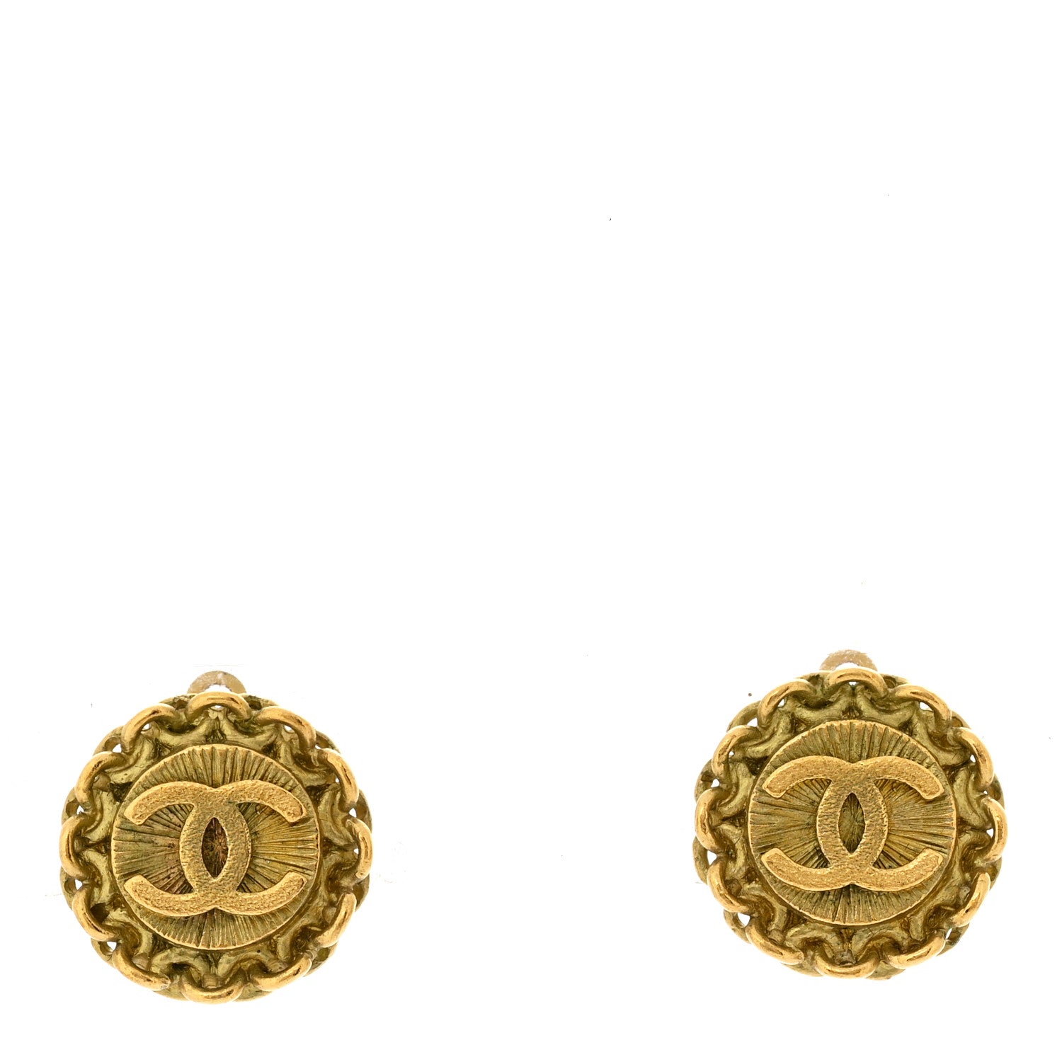 Chanel Round CC Clip On Earrings Gold