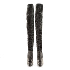 Saint Laurent Velvet Ella Knee High Boots 39.5 Bella Green