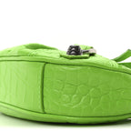 Balenciaga Extra Supple Calfskin Crocodile Embossed Le Cagole Mini Purse With Chain Acid Green