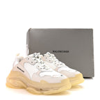 Balenciaga Fabric Mesh Clear Sole Womens Triple S Sneakers 41 White