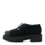 Chanel Wool Tweed Calfskin Lace-Up Loafers 38.5 Black