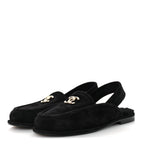 Chanel Suede Calfskin CC Slingback Loafers 37.5 Black