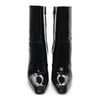Saint Laurent Patent Marilyn Ankle Zip Boot 38 Black Gold