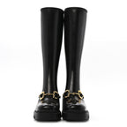 Gucci Rubber Horsebit Knee High Boots 38 Black