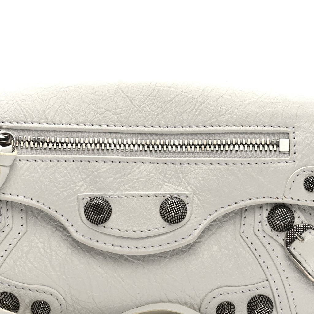Balenciaga Agneau Arena Le Cagole Sling Bag XS Optic White
